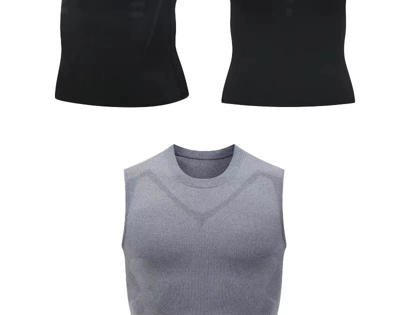 High Elastic Bodysuit Sleeveless Waistcoat Sweat Absorbing Sports Vest