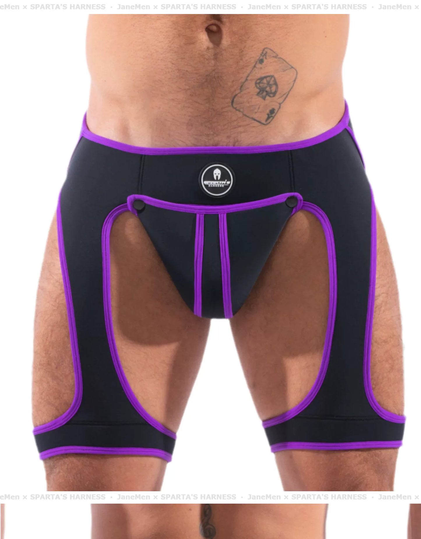 Sparta's Harness Men's Classic Sexy Sexy Detachable Pouch Comfortable Hip-Revealing Slim-Fit Half-Length Pants