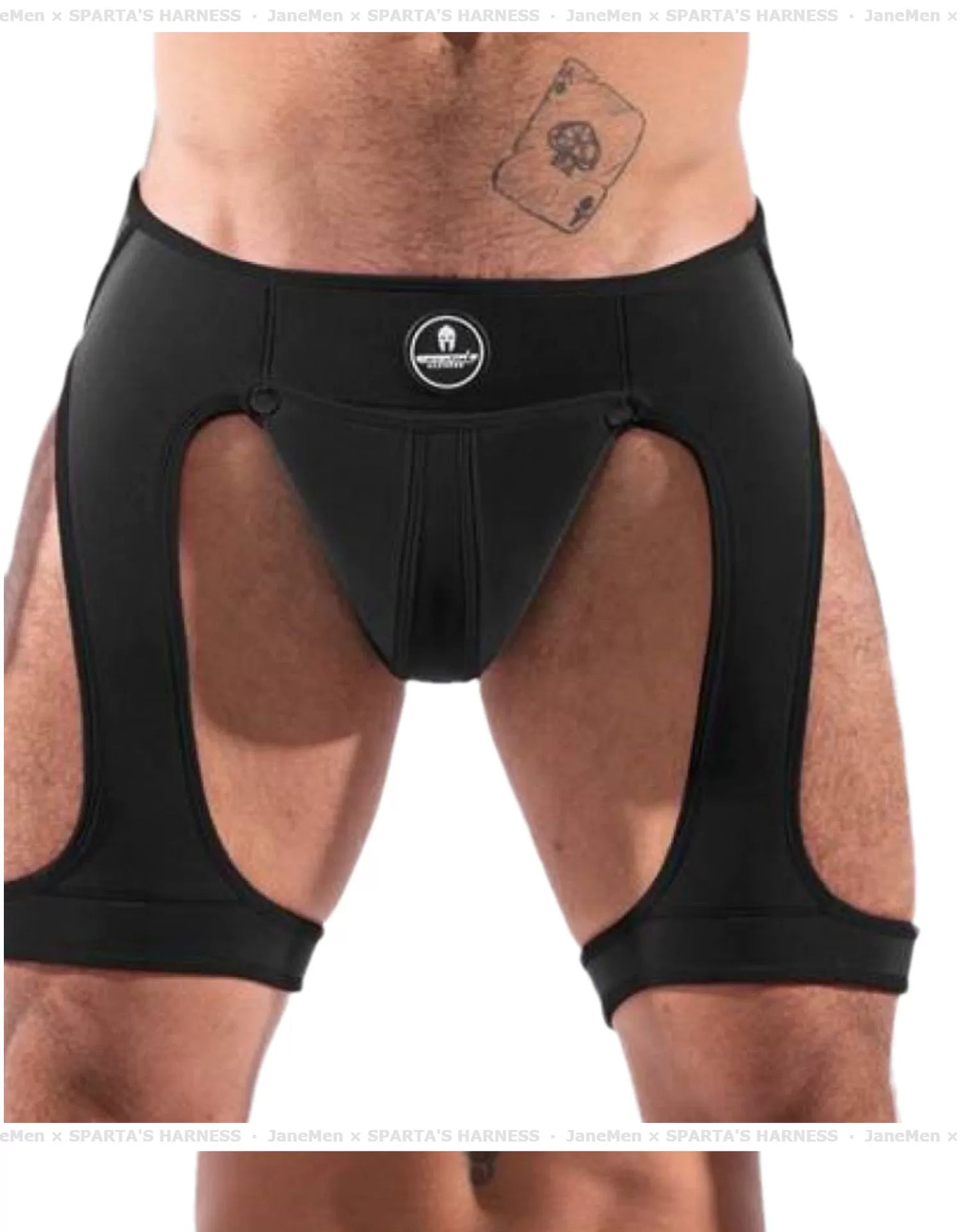 Sparta's Harness Men's Classic Sexy Sexy Detachable Pouch Comfortable Hip-Revealing Slim-Fit Half-Length Pants