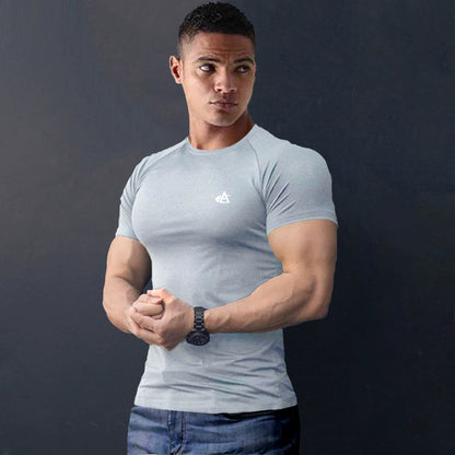 ICE Cotton Stretch Crew Neck Muscle Men's Body Shaping Short Sleeve