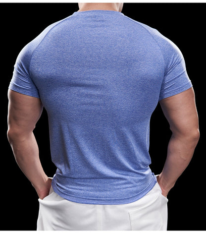 Domineering Muscle Spring and Summer Men Solid Color round Neck Short Sleeves