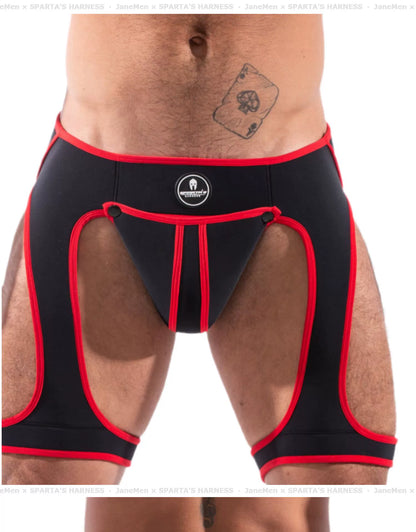 Sparta's Harness Men's Classic Sexy Sexy Detachable Pouch Comfortable Hip-Revealing Slim-Fit Half-Length Pants