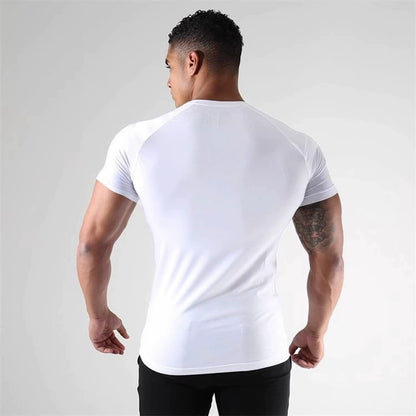 ICE Cotton Stretch Crew Neck Muscle Men's Body Shaping Short Sleeve