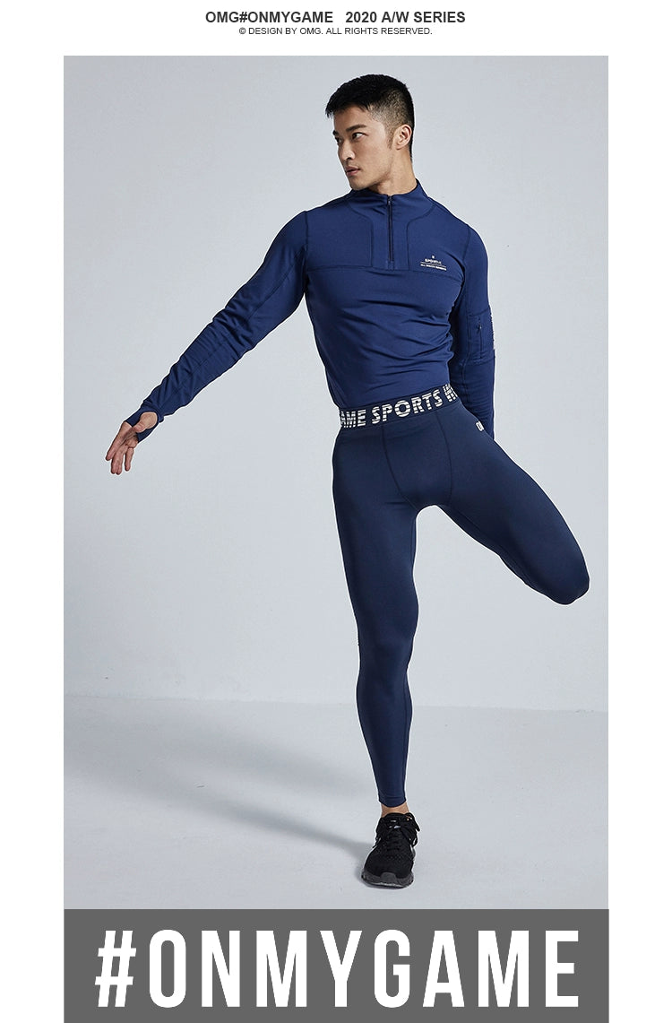 OMG Trendy Brand Long Sleeve Men's Splicing Breathable Tights