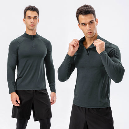 Long Sleeve Men's Stand Collar Sweat-Absorbent High Elastic Slim Fit Training Clothes