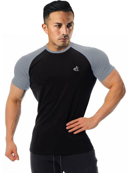 ICE Cotton Stretch Crew Neck Muscle Men's Body Shaping Short Sleeve