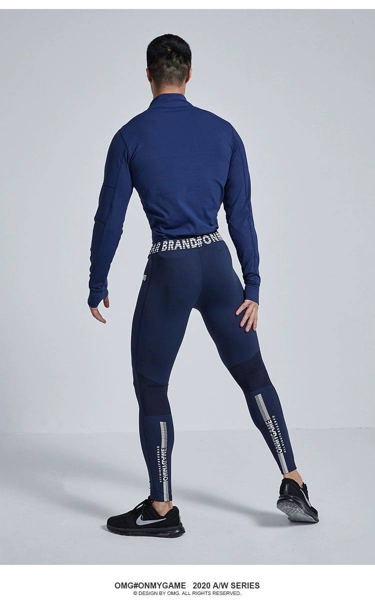 OMG Trendy Brand Long Sleeve Men's Splicing Breathable Tights