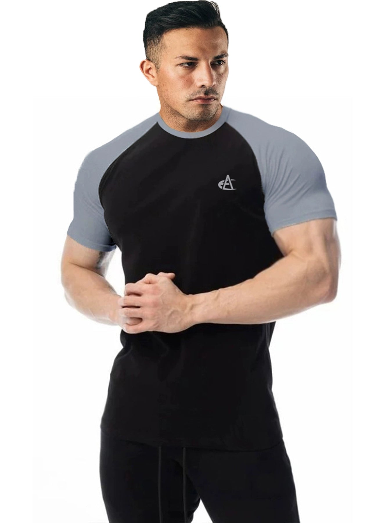 ICE Cotton Stretch Crew Neck Muscle Men's Body Shaping Short Sleeve