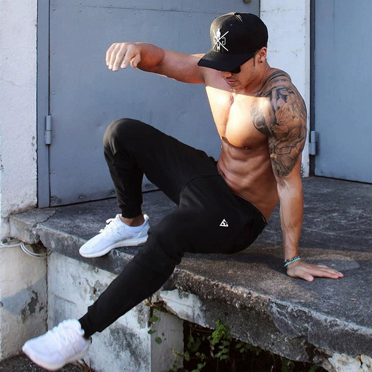 Muscle Boy Spring & Fall Thin Fitness Pants Men's Running Exercise Training Pants Stretch Silm Tapered Ankle-Tied Pants