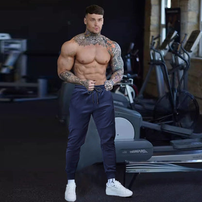 Muscle Boy Spring & Fall Thin Fitness Pants Men's Running Exercise Training Pants Stretch Silm Tapered Ankle-Tied Pants