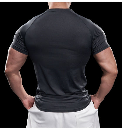 Domineering Muscle Spring and Summer Men Solid Color round Neck Short Sleeves