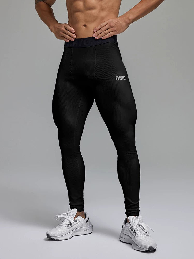 OMG Sports High Elastic Professional Sports Tights Men's Fitness Pants Training Compression Pants Quick-Drying Breathable Summer