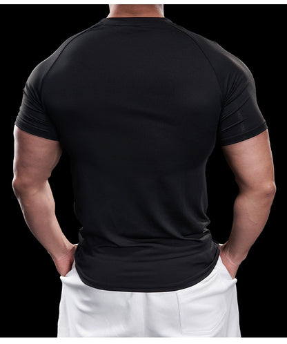 Domineering Muscle Spring and Summer Men Solid Color round Neck Short Sleeves