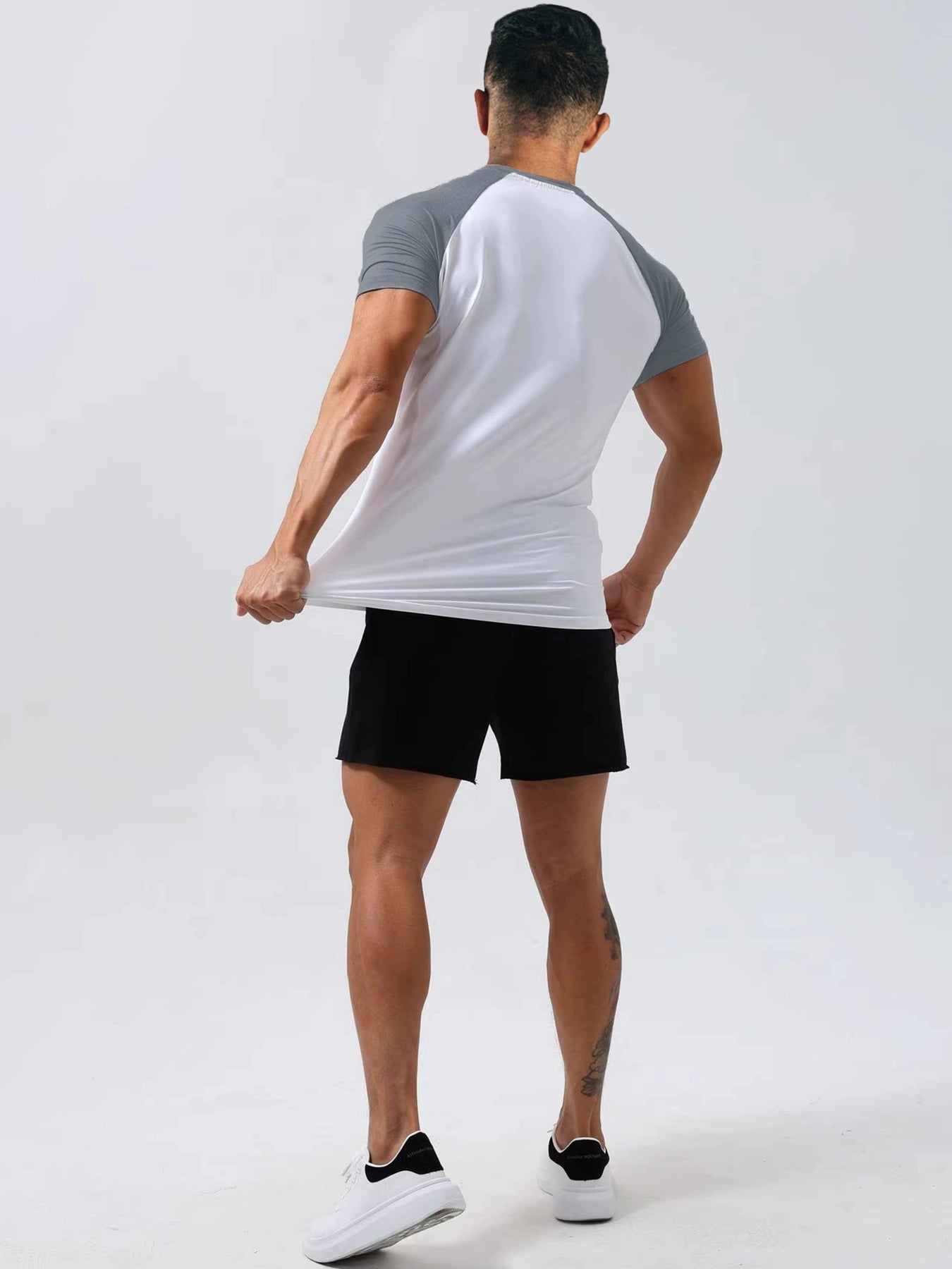 ICE Cotton Stretch Crew Neck Muscle Men's Body Shaping Short Sleeve