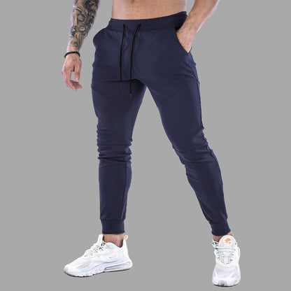 Muscle Boy Spring & Fall Thin Fitness Pants Men's Running Exercise Training Pants Stretch Silm Tapered Ankle-Tied Pants