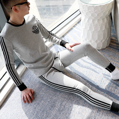 Men's Autumn and Winter Cotton Tight Thermal Top Thermal Pants Cotton Jersey Thin Long Johns Velvet Thermal Underwear Suit