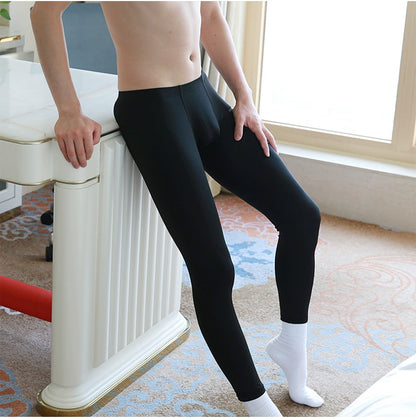 Men's Ultra-Thin Solid Color Stretch Comfortable Sweat-Absorbent Warm-Keeping Pants