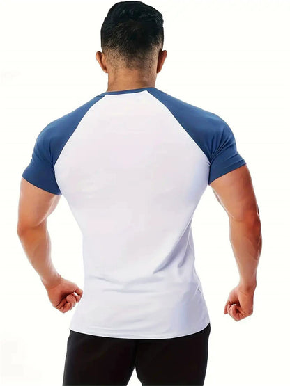 ICE Cotton Stretch Crew Neck Muscle Men's Body Shaping Short Sleeve