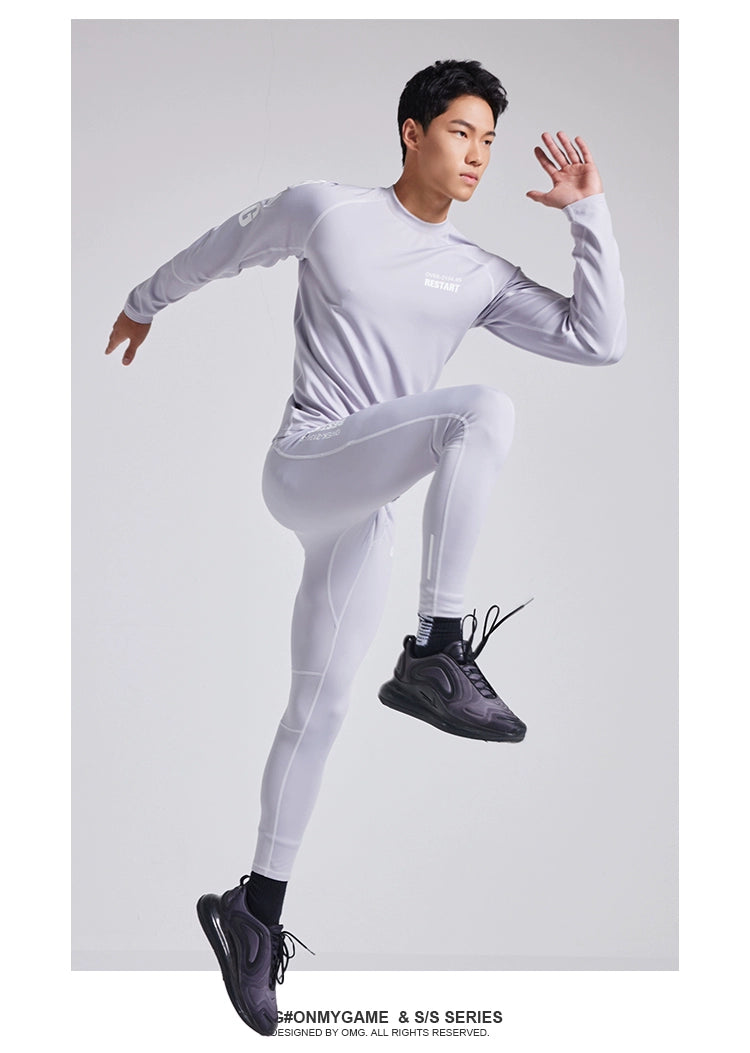 OMG [Light Warm Clothes] Brushed Fleece Exercise Workout Pants Men's Tights Moisture Absorption Warm Leggings Autumn and Winter