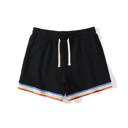 High-Grade Rainbow Ribbon Leisure Training Sports Shorts