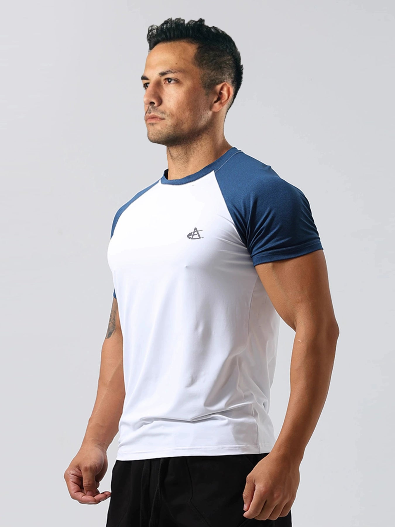 ICE Cotton Stretch Crew Neck Muscle Men's Body Shaping Short Sleeve