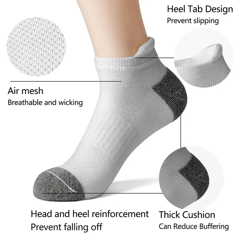 6/12 Pairs 2024 New High Quality Cotton Socks Men Women Sports Solid Color Short Socks Breathable Mesh White Black Ankle Socks