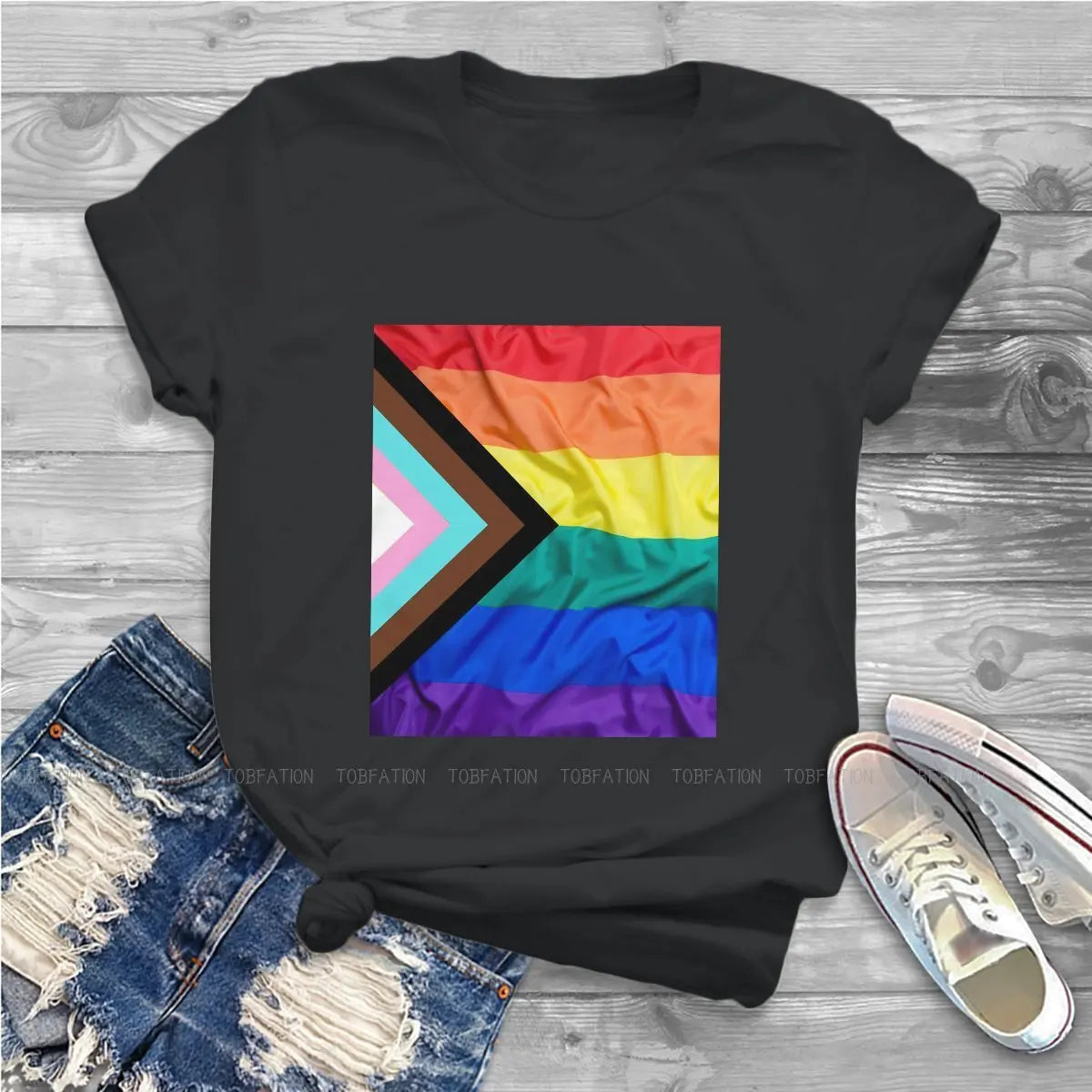 PROGRESS PRIDE FLAG LGBT NEW PRIDE FLAG RAINBOW EQUALITY Unique TShirt for Girl 4XL Creative Graphic T Shirt Hot Sale