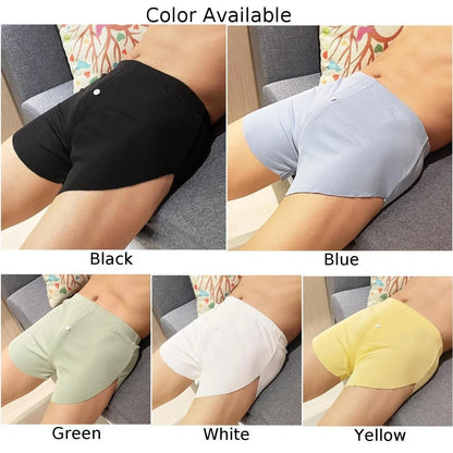 Men Arrow Pants Shorts Medium Waist Underwear Ice Silk Pouch Panties Brief Sexy Lingerie Male Breathable Underpants