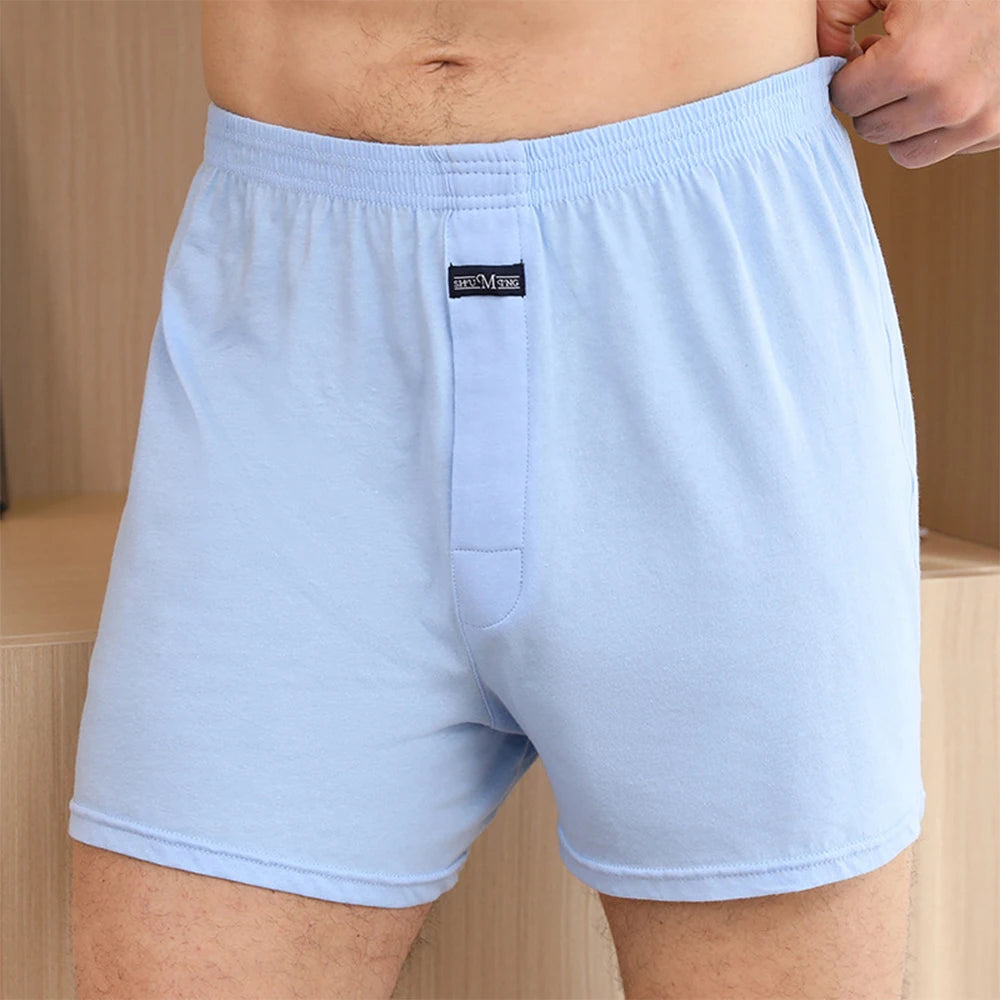 1pc Men's Cotton Solid Color Boxer Shorts High Waist Underwear Casual Loose Boxer Shorts Men Teens