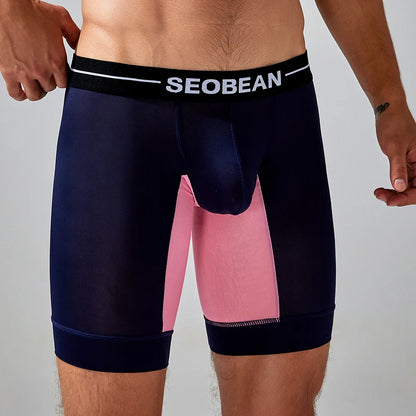 New Brand SEOBEAN Mens Low Rise  Nylon Sexy Boxer Trunk Underwear 240201