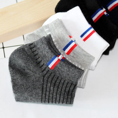 5/1Pairs Men Sports Boat Socks Spring Summer Cotton Sock Breathable Deodorant Short Sock Business Casual Ankle Sock Male Sox