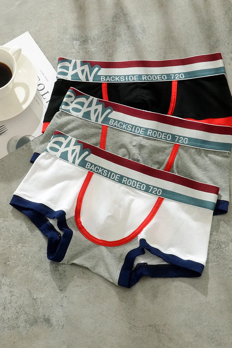 Cotton Men's Underwear Personalized Trendy Men's Low Rise U Raised Pants Youth Boys Sexy boxers