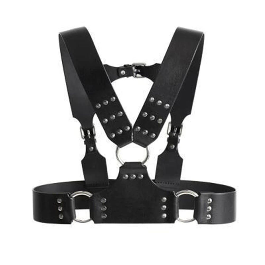 Men PU Leather Sexy Chest Body Harness Straps Lingerie Bondage Clubwear Costume