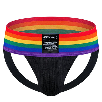 Sexy Mens Harness Underwear Sets Gay Underwear Lingerie Bondage Belts Fetish Mens Jockstrap Thong Rainbow Pattern