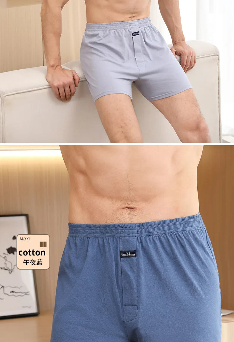 2pcs 100% Cotton Underwear Men Loose Shorts Men's Panties boxer male plus Large big size Comfortable Soft Solid under wear sexy