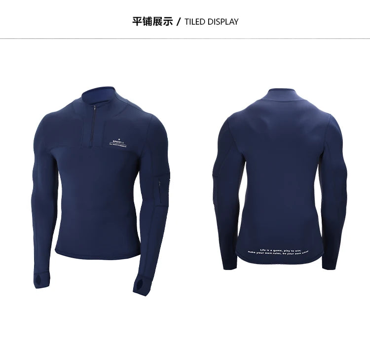 Men's Sports Fitness Long Sleeve Top Zipper neck Streetwear