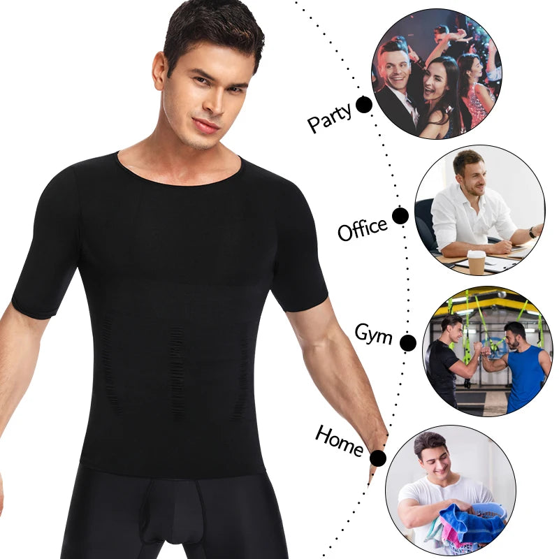 Men Body Shaper Slimming T Shirt Compression Shirts Gynecomastia Undershirt Waist Trainer Muscle Tank Tops Weight Loss Shapewear