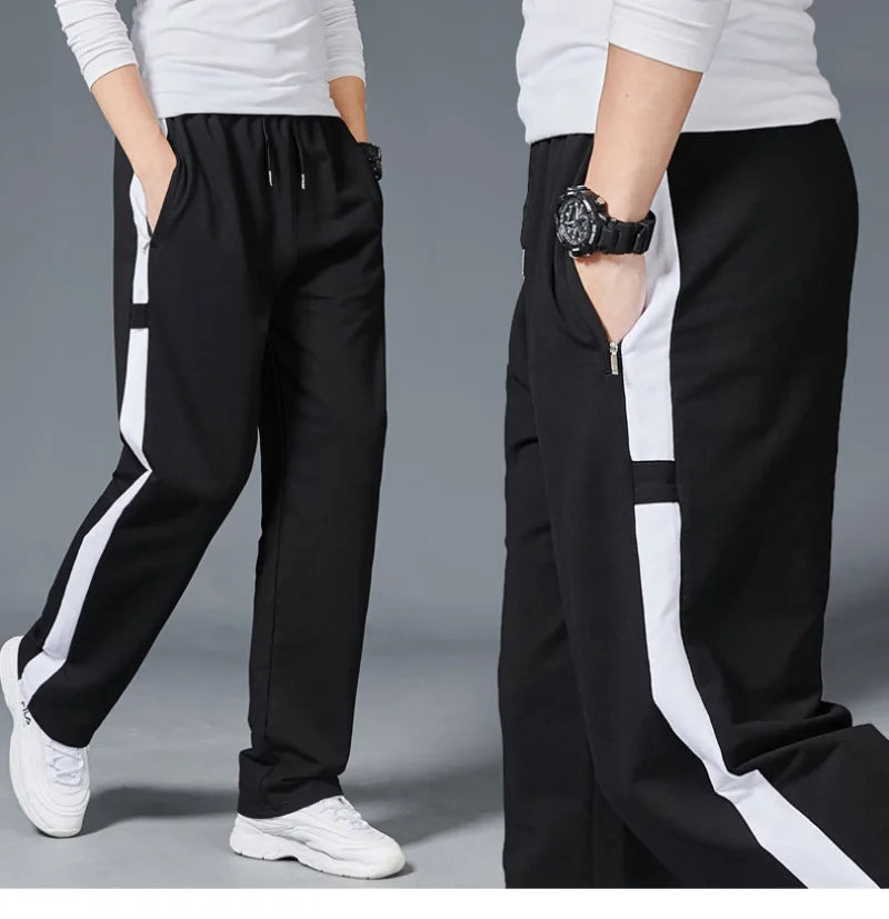 Men Loose Sport Running Stripe Sweatpants Fitness Training Pants Mens Straight Trousers Tracksuit Jogging Sportswear Goggers