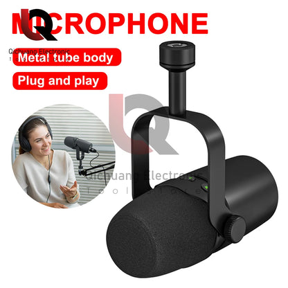 Professional 2-in-1 USB/XLR Dynamic Microphone With Built-in Headset Output & Sound Insulation For Podcasts Games Live Broadcast