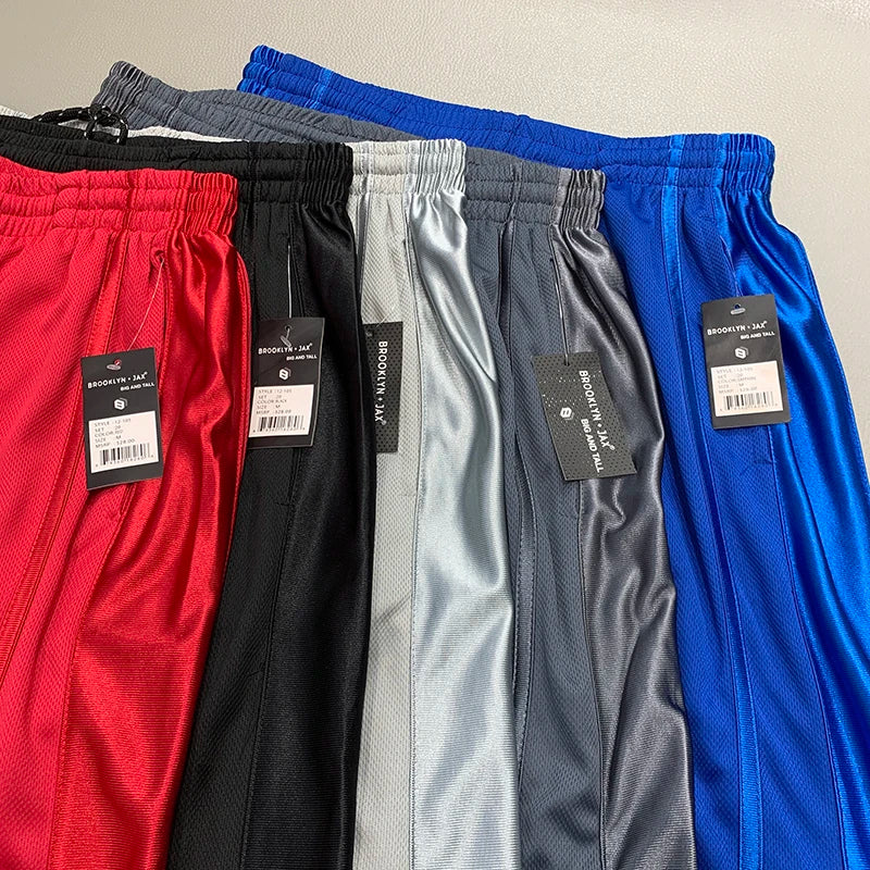 Glossy Pockets Men's Shorts Outdoor Fitness Plus Size Casual Sports Basketball Bottoms