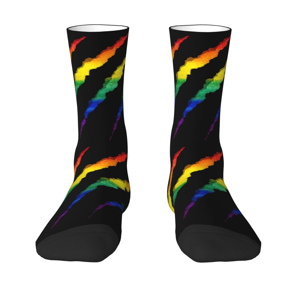 Gay Bear Paw Flag GLBT Mens Crew Socks Unisex Fun LGBT Lesbian Spring Summer Autumn Winter Dress Socks