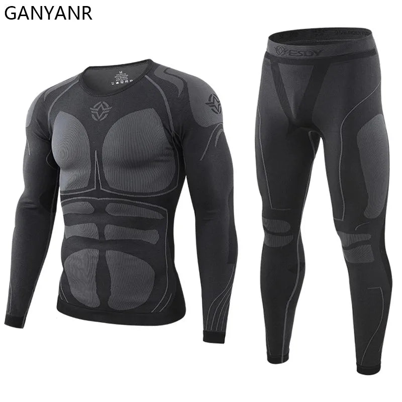 GANYANR Running Set Men leggings Clothing Sweatshirt gym suit Football basketball Soccer Tracksuit Sportswear Yoga shorts tights