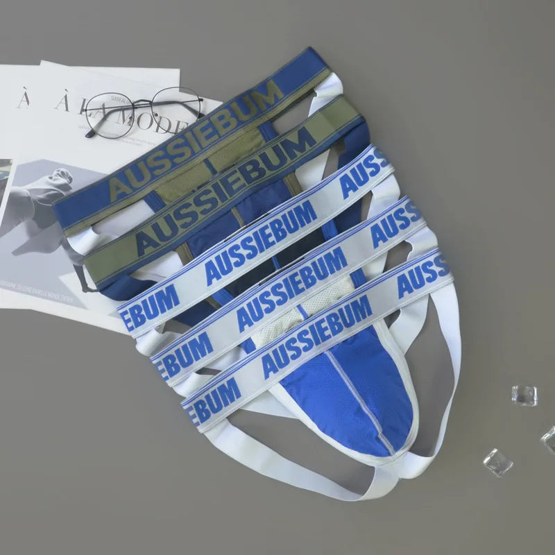 Aussiebum new men's rear hollow small mesh low waist sexy panties youth double thong