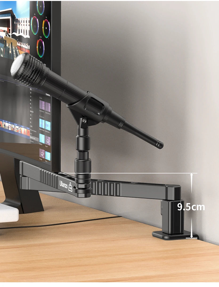 ULANZI LS26 Low Profile Microphone Arm with Cable Channels Desk Clamp 360° Rotatable Foldable for Streaming Recording 2991