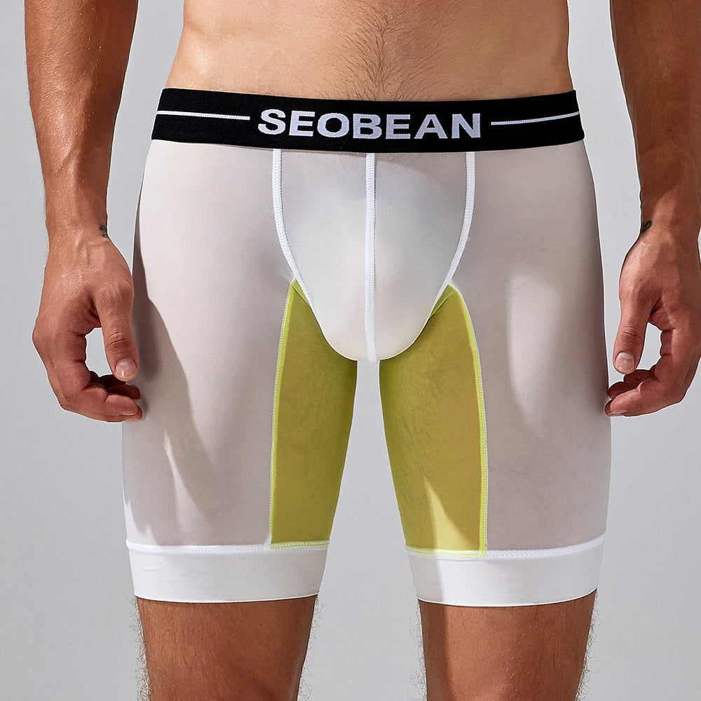 New Brand SEOBEAN Mens Low Rise  Nylon Sexy Boxer Trunk Underwear 240201