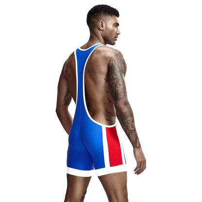 Men's Slim One Piece Bodysuit Shaper Wrestling Singlets Jumpsuits Sexy Underwear Bodywear Sports Bodybuilding Singlets Onesie