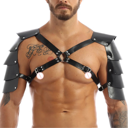 EagleKu BDSM Gay Sexy Shoulder Harness Strap Fetish Men Leather Body Cage Chest Harness Belt Strap Puppy Gay Lingerie