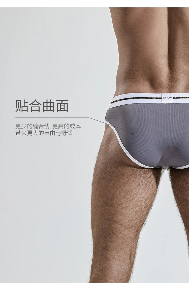 Mens Sexy Underwear Gay Sexy Briefs Transparent Man Underwear Slip Breathable Silky Quick-Drying U-convex Pouch Underpants Thong