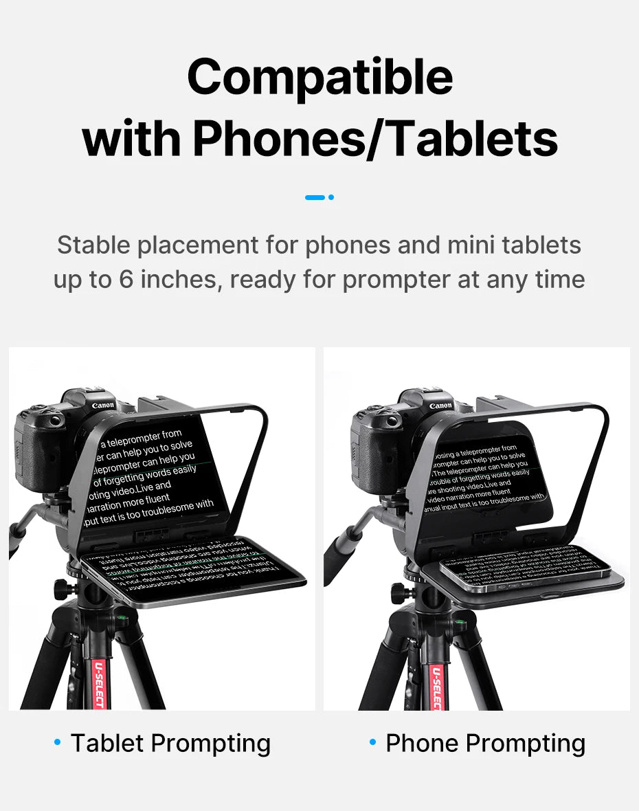 Ulanzi RT02 Universal Teleprompter Prompter DSLR Camera Smartphone Tablet Laptop Teleprompter Live Streaming Video Recording