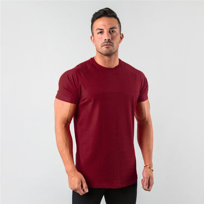 New Fashion Plain Tops Tees Fitness Mens T Shirt Short Sleeve Muscle Joggers Bodybuilding Tshirt Male Gym Clothes Slim Fit Shirt